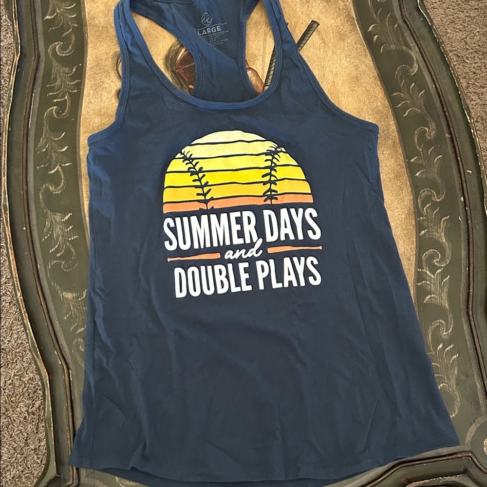 Baseball Summer Days and Double plays tank top W Large